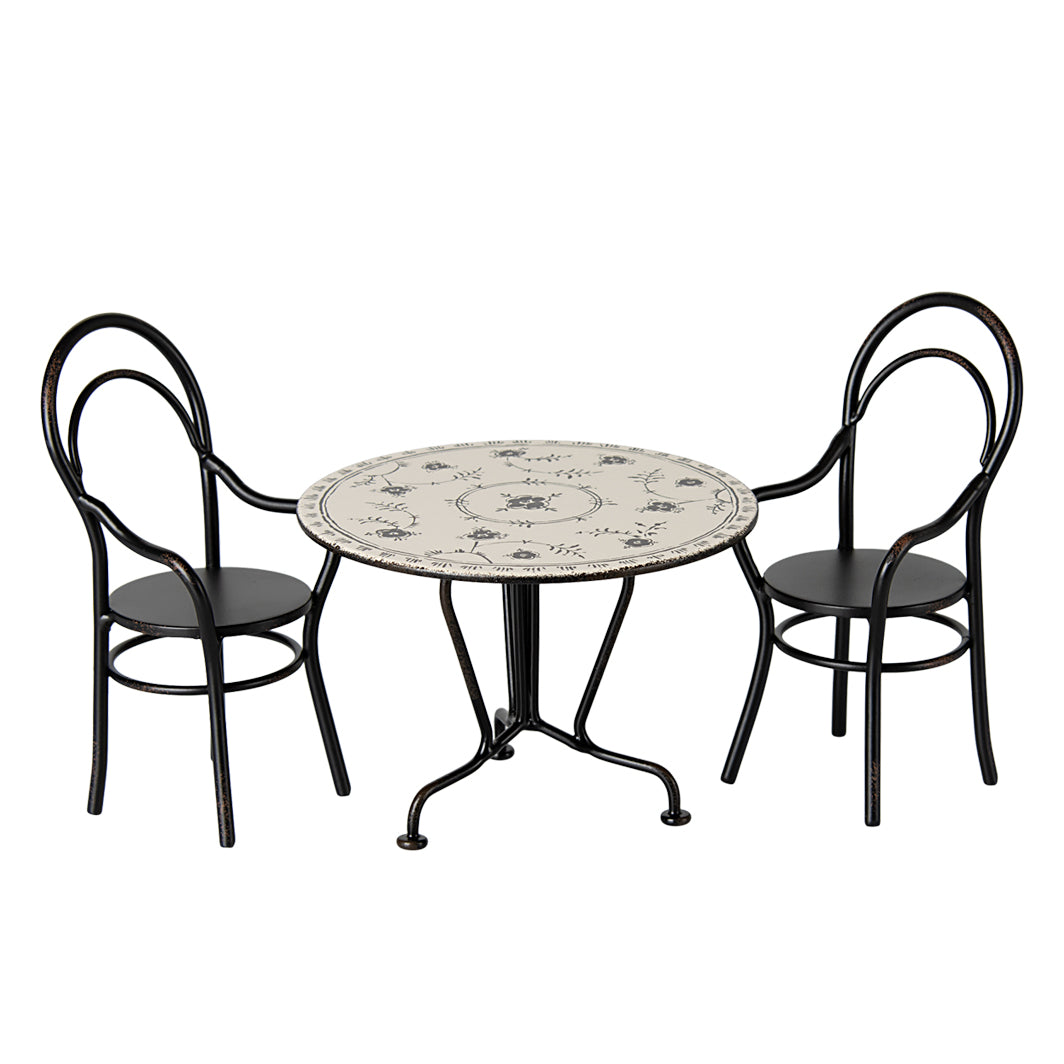 Maileg Doll Accessories for Rabbits, Dining Table with 2 Chairs - Miniature