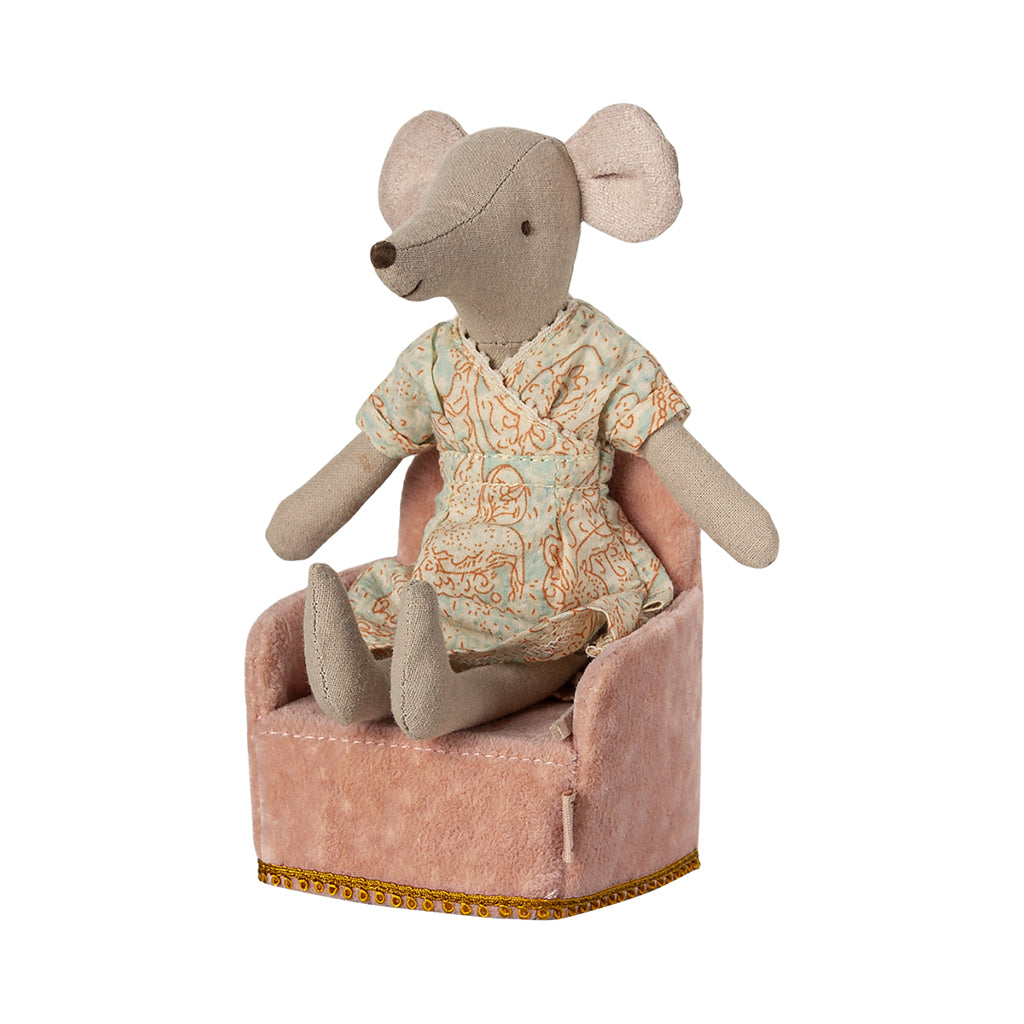 Maileg Doll Accessories for Mice, Foldable Chair - Rose