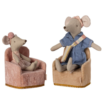 Maileg Doll Accessories for Mice, Foldable Chair - Rose