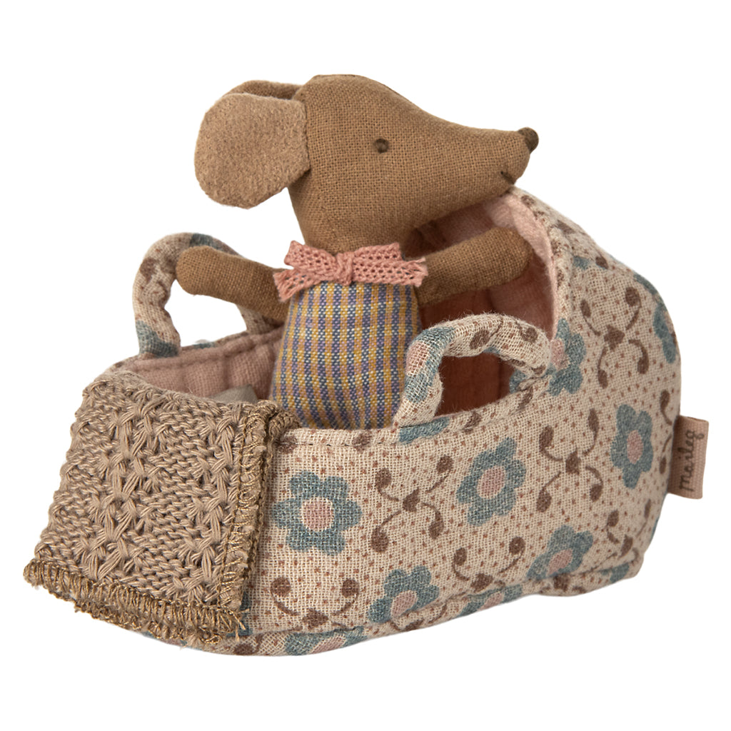 Maileg Accessories for Mice, Doll Carrycot for Baby Mouse - Pink
