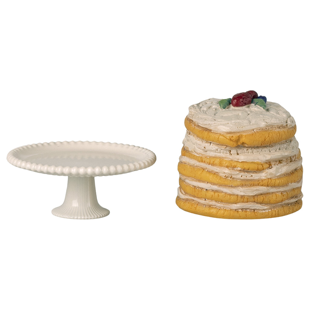 Maileg Accessories for Mice, Party Cake and Stand - Off-White