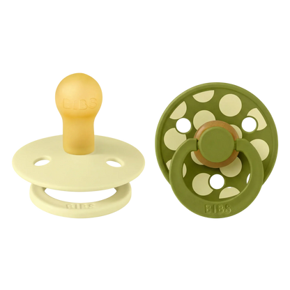 Bibs Pacifiers in Natural Rubber, Size 2 – Polka Luna/Wasabi