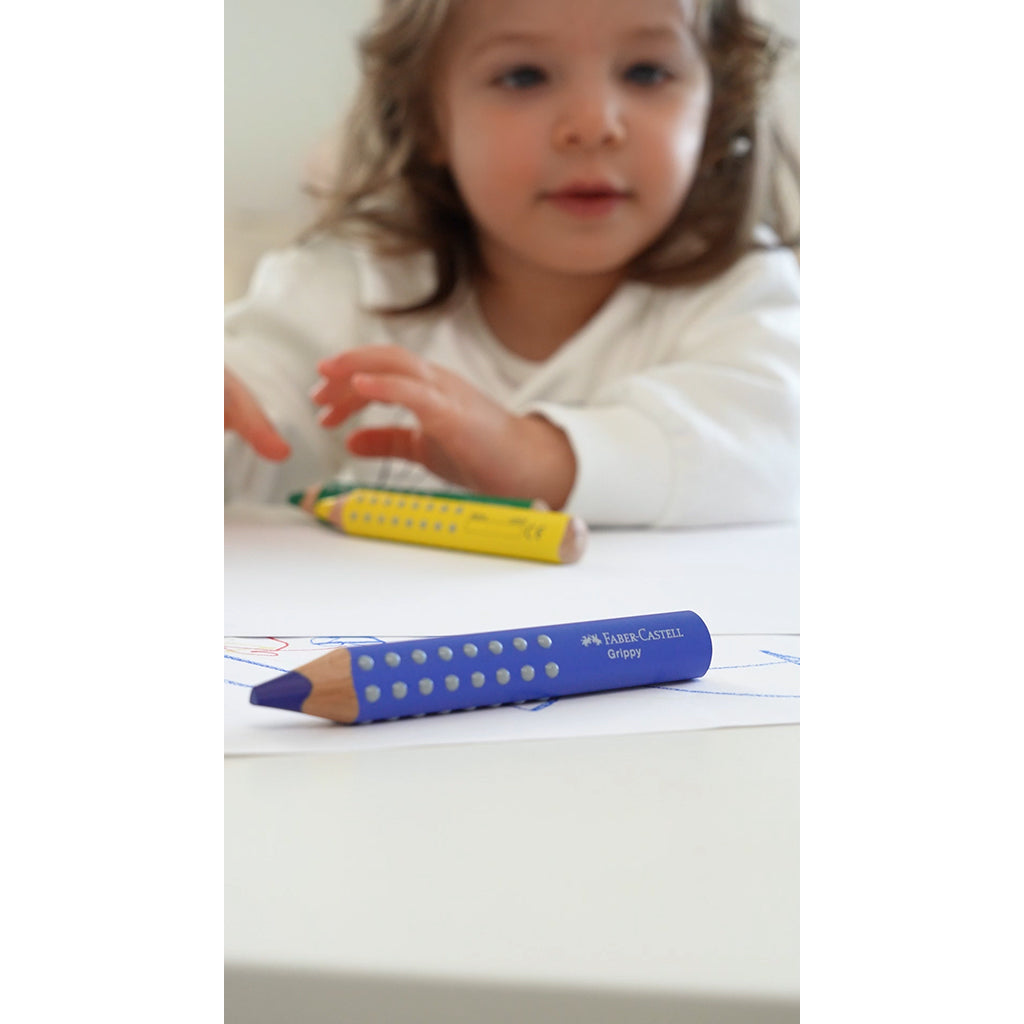 Faber-Castell, Grippy Jumbo Colored Pencils 6 pcs + 1 Pencil Sharpener