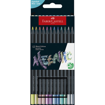 Faber-Castell, Black Edition Colored Pencils - Metallic, Set of 12