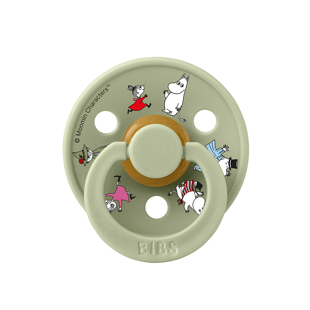 Bibs Natural Rubber Pacifier, 2-Pack, Size 2 - Moomin - Ivory Mix