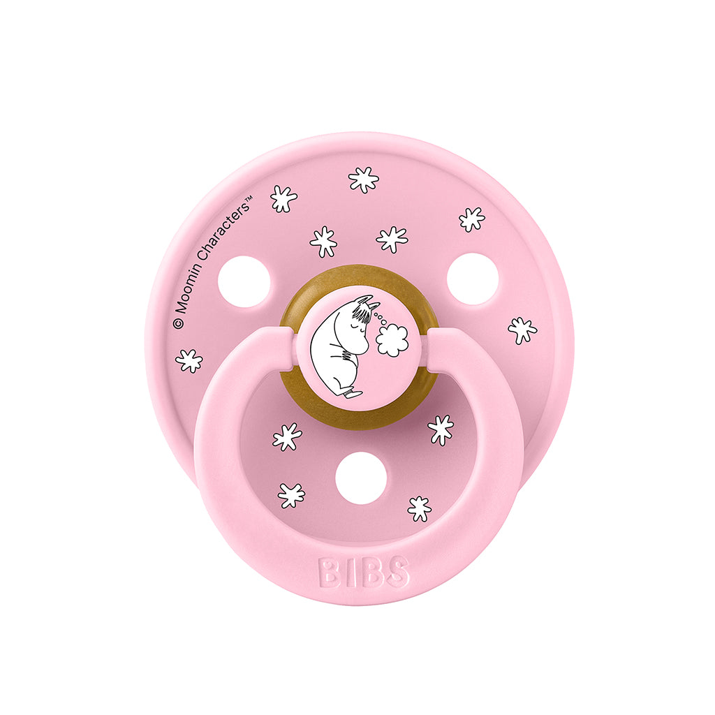 Bibs Natural Rubber Pacifier, 2-Pack, Size 2 - Moomin, Dreaming - Baby Pink Mix