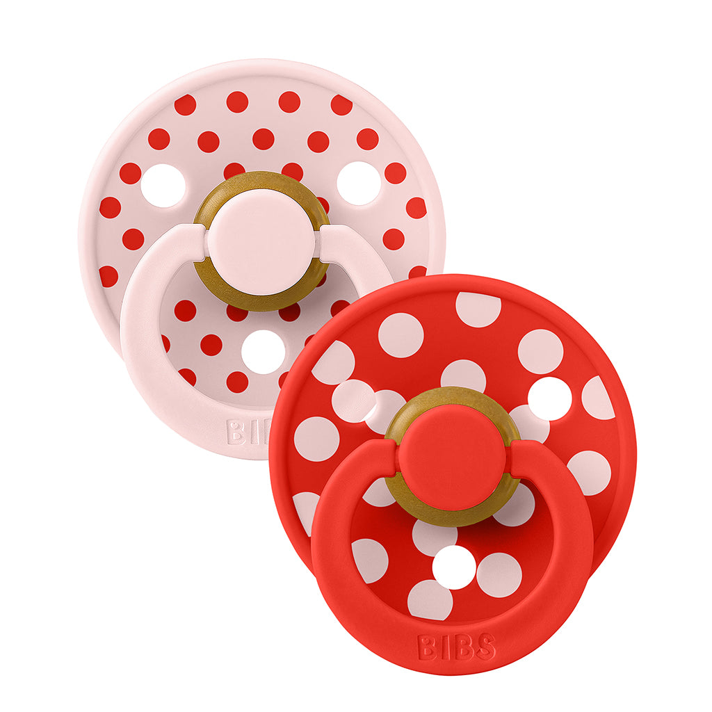 Bibs sut i naturgummi, 2-pak, str. 2 -  Polka - Blossom/Candy Apple