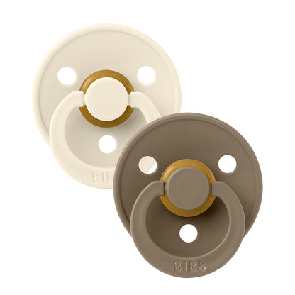 Bibs 2-pak, sutter i naturgummi, str. 2 - Ivory/Dark Oak
