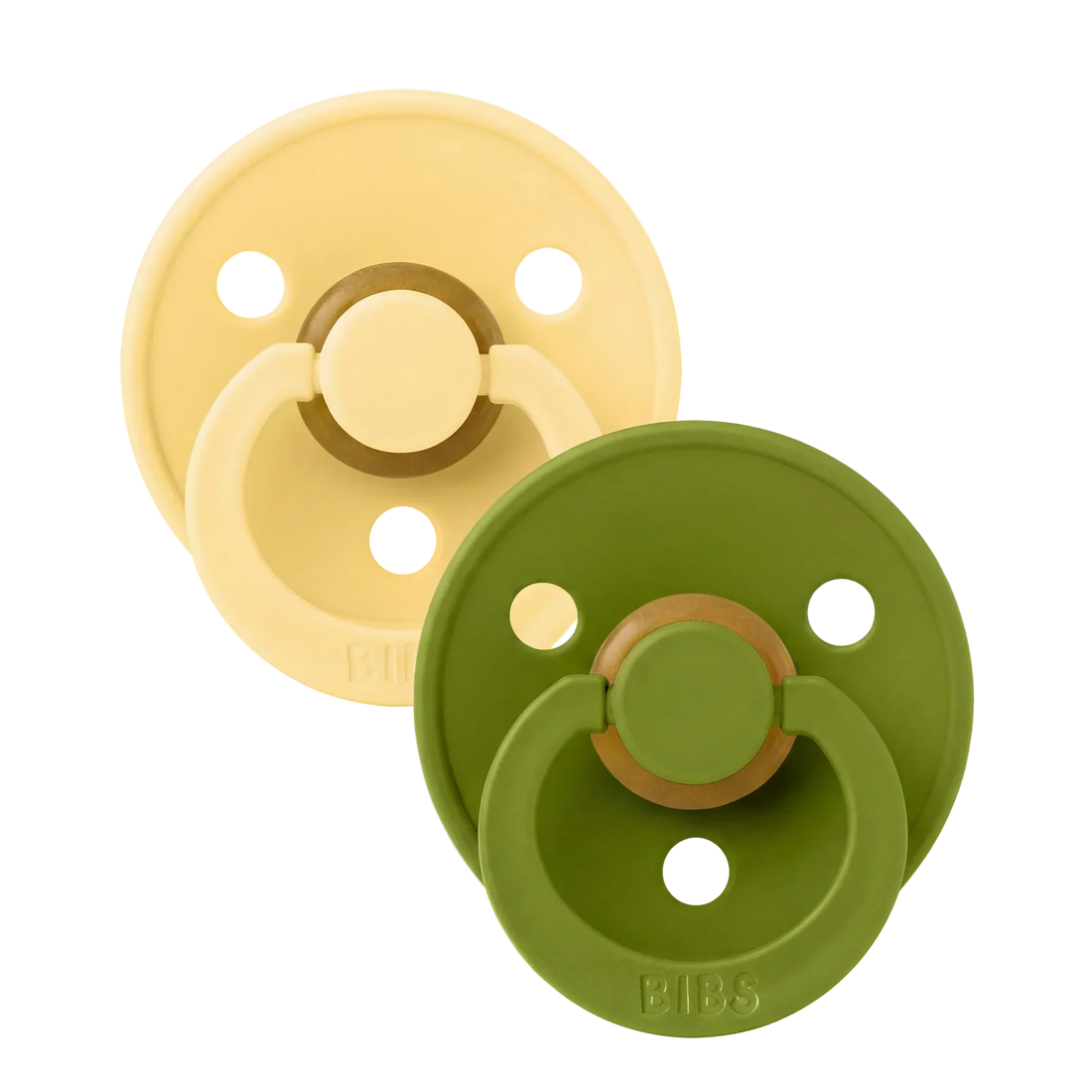 Bibs Natural Rubber Pacifiers, Size 2, 2-Pack – Pale Butter/Wasabi