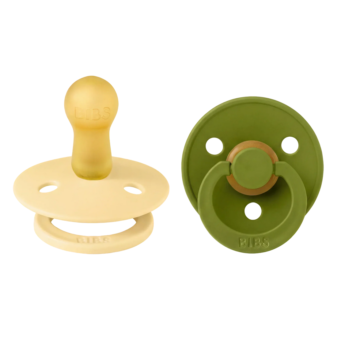 Bibs Natural Rubber Pacifiers, Size 2, 2-Pack – Pale Butter/Wasabi