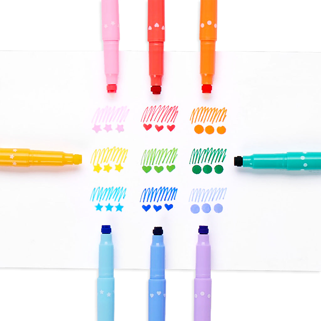 Ooly Confetti Stamp Markers, Double-Ended - Set of 9