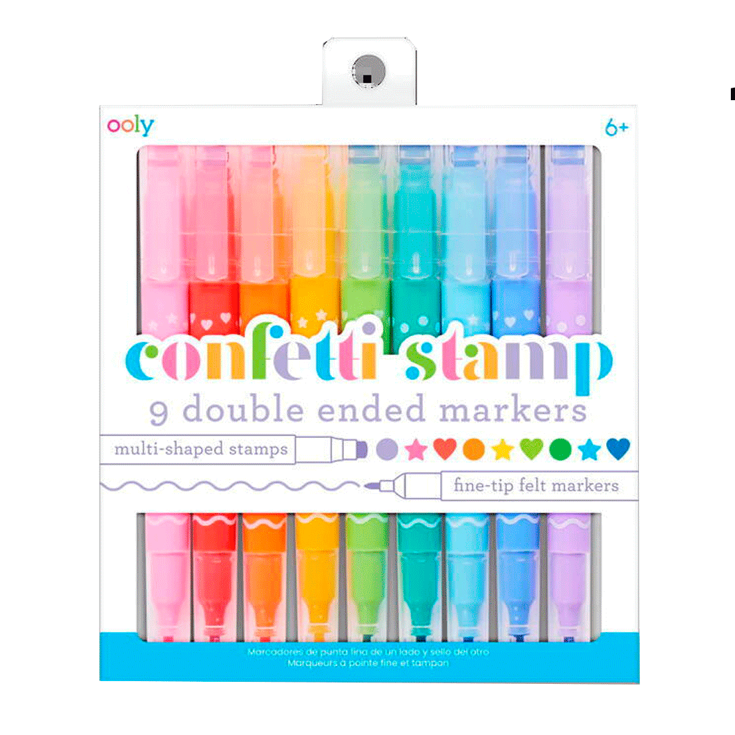 Ooly Confetti Stamp Markers, Double-Ended - Set of 9