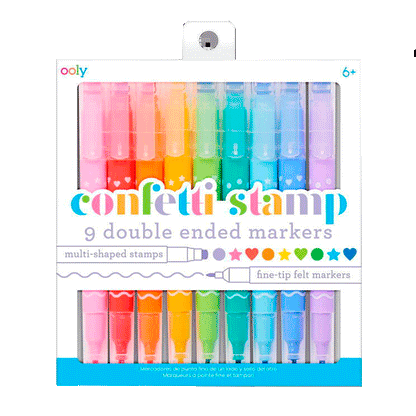 Ooly Confetti Stamp Markers, Double-Ended - Set of 9