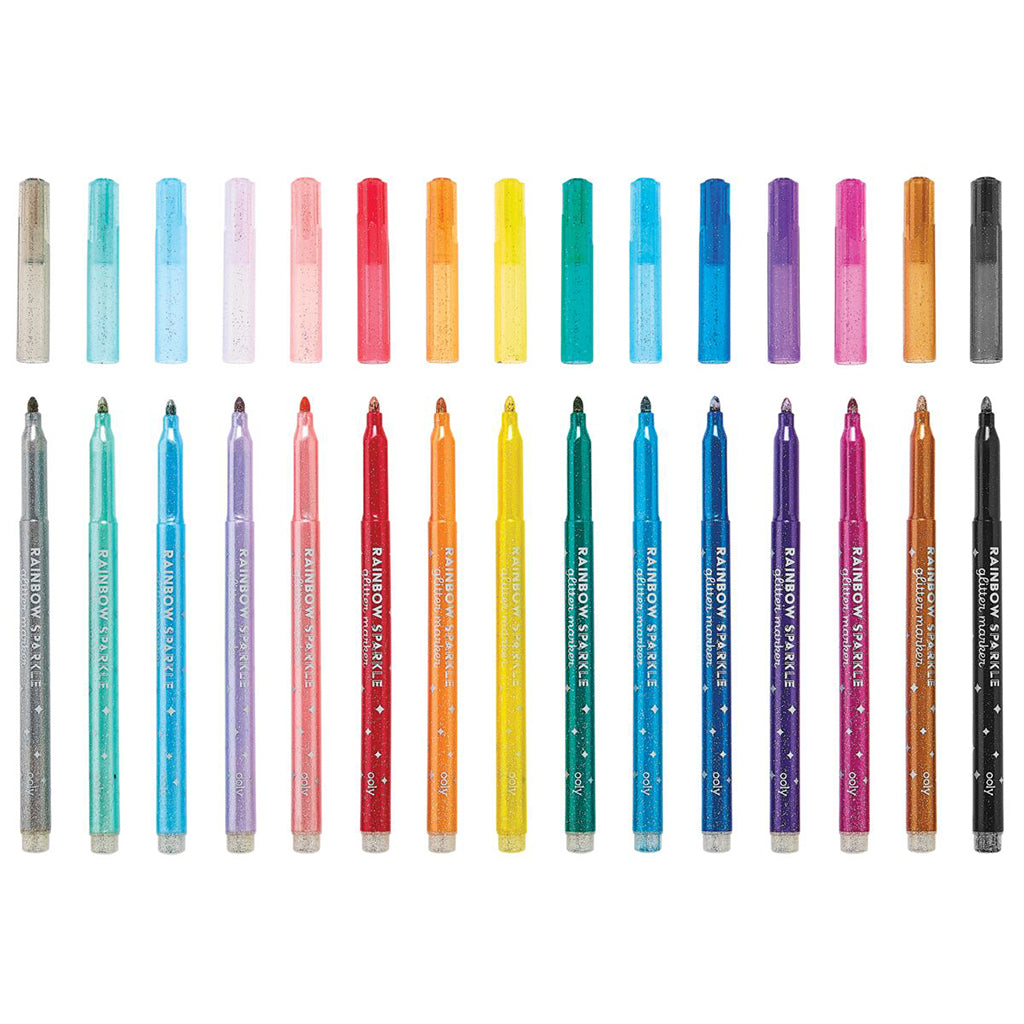 Ooly Rainbow Sparkle Glitter Markers, Set of 15