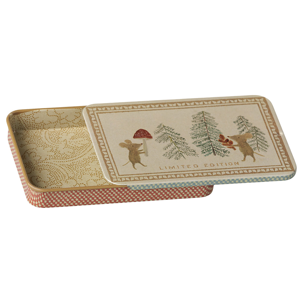 Maileg Metal Tin with Sliding Lid, Christmas Mouse