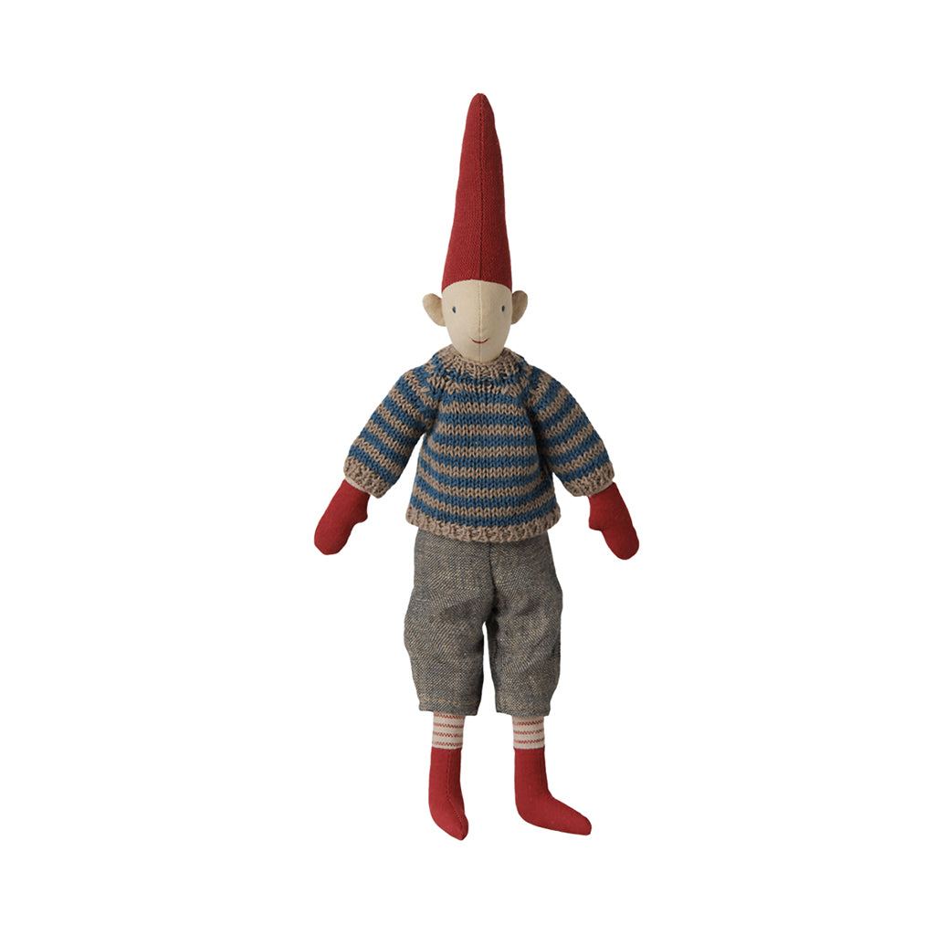 Maileg Nisse, Pixy str. 2, Dreng - Stribet strikket sweater
