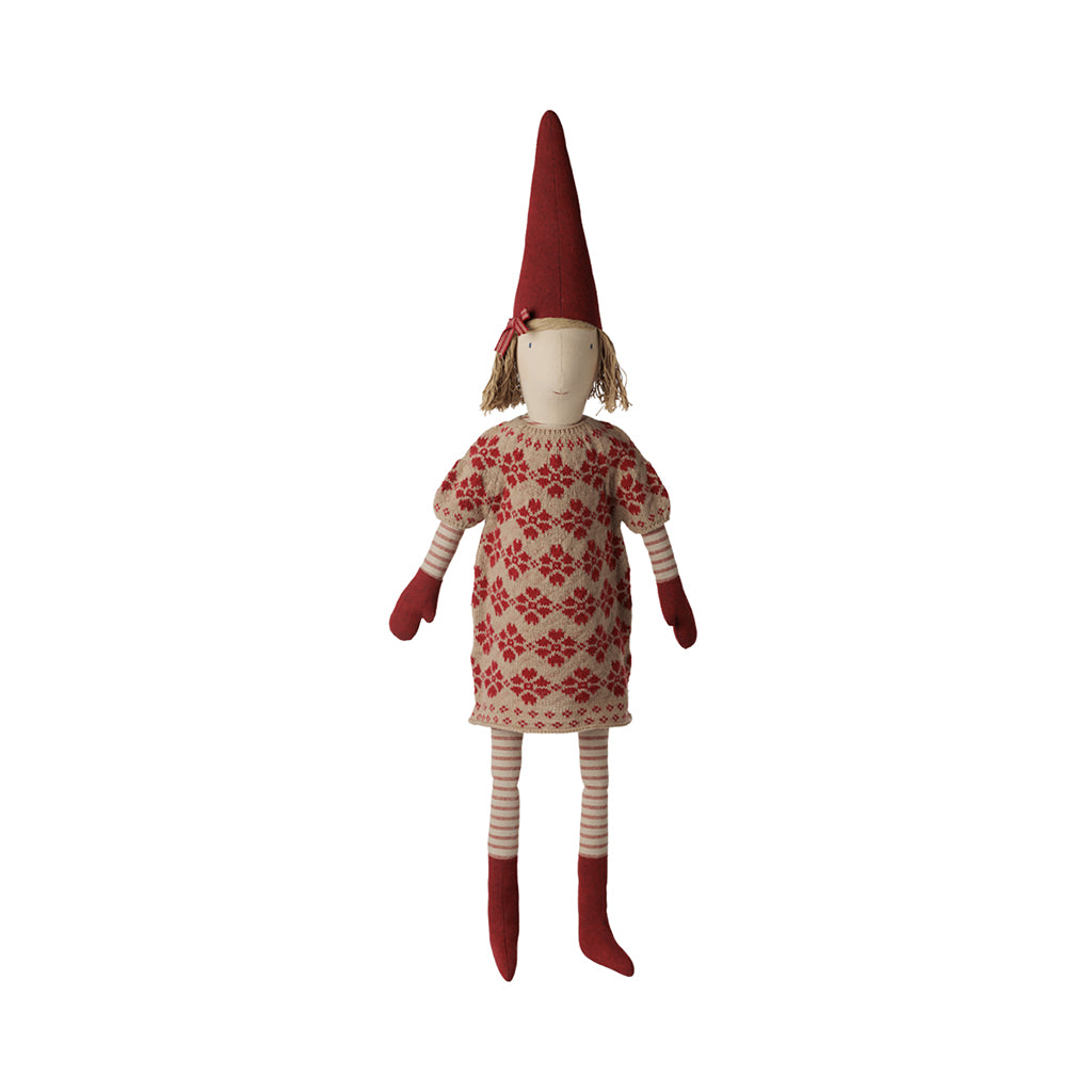 Maileg Nisse, Pixy str. 5, Pige - Strikket blomsterkjole