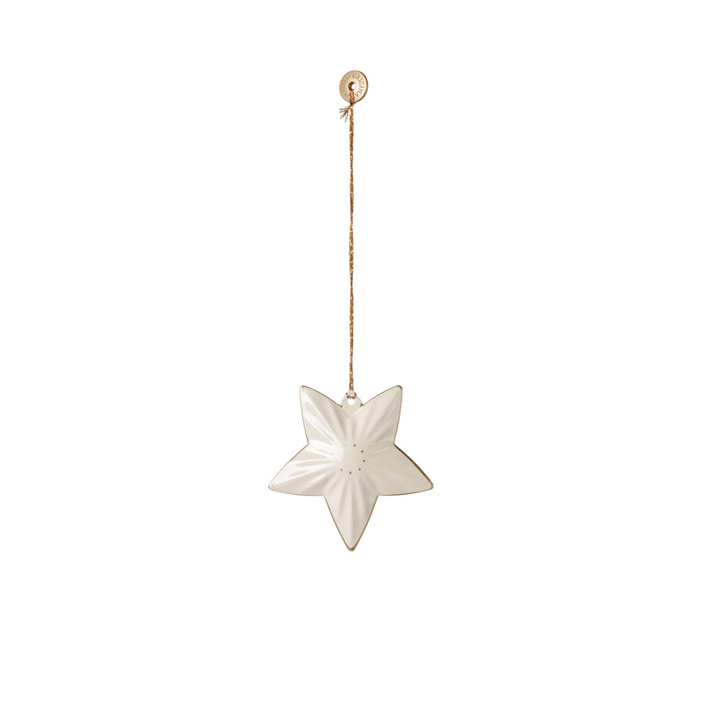 Maileg Christmas Ornament, Gift Box with Metal Hanger – Holy Night, Off-White
