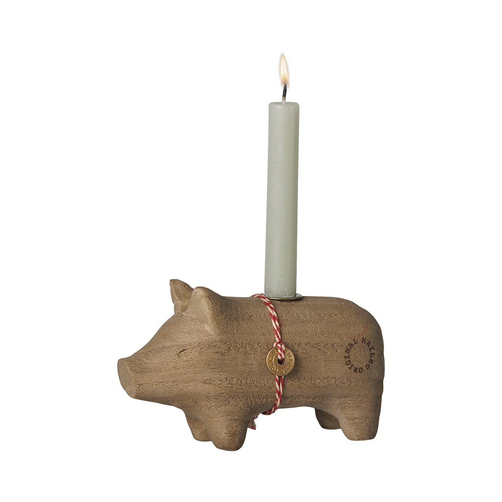 Maileg Candle Holder, Little Pig – Natural