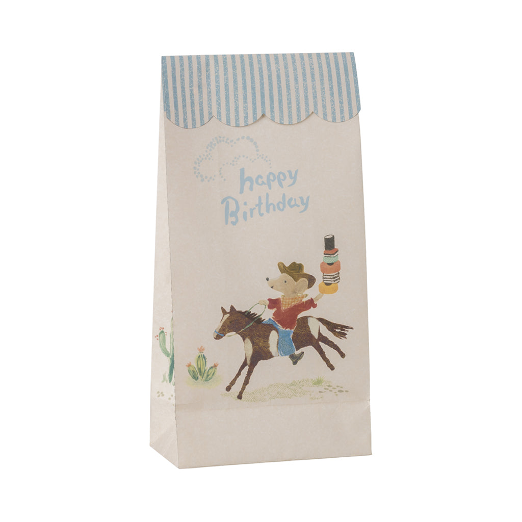 Maileg Paper Bags, Happy Birthday Cowboy - 12 pcs.