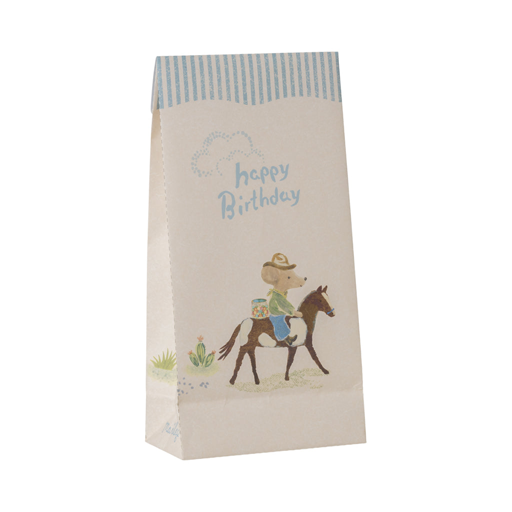 Maileg Paper Bags, Happy Birthday Cowboy - 12 pcs.