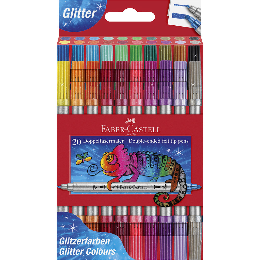 Faber-Castell, Glitter Markers 20 pcs – Double-Sided
