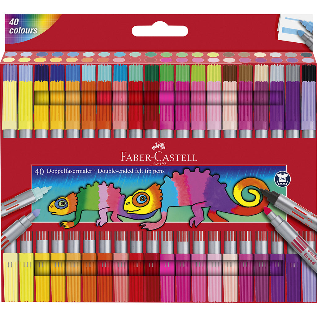 Faber-Castell, Double Tip Felt Markers with Thick and Thin Tips - 40 Pieces