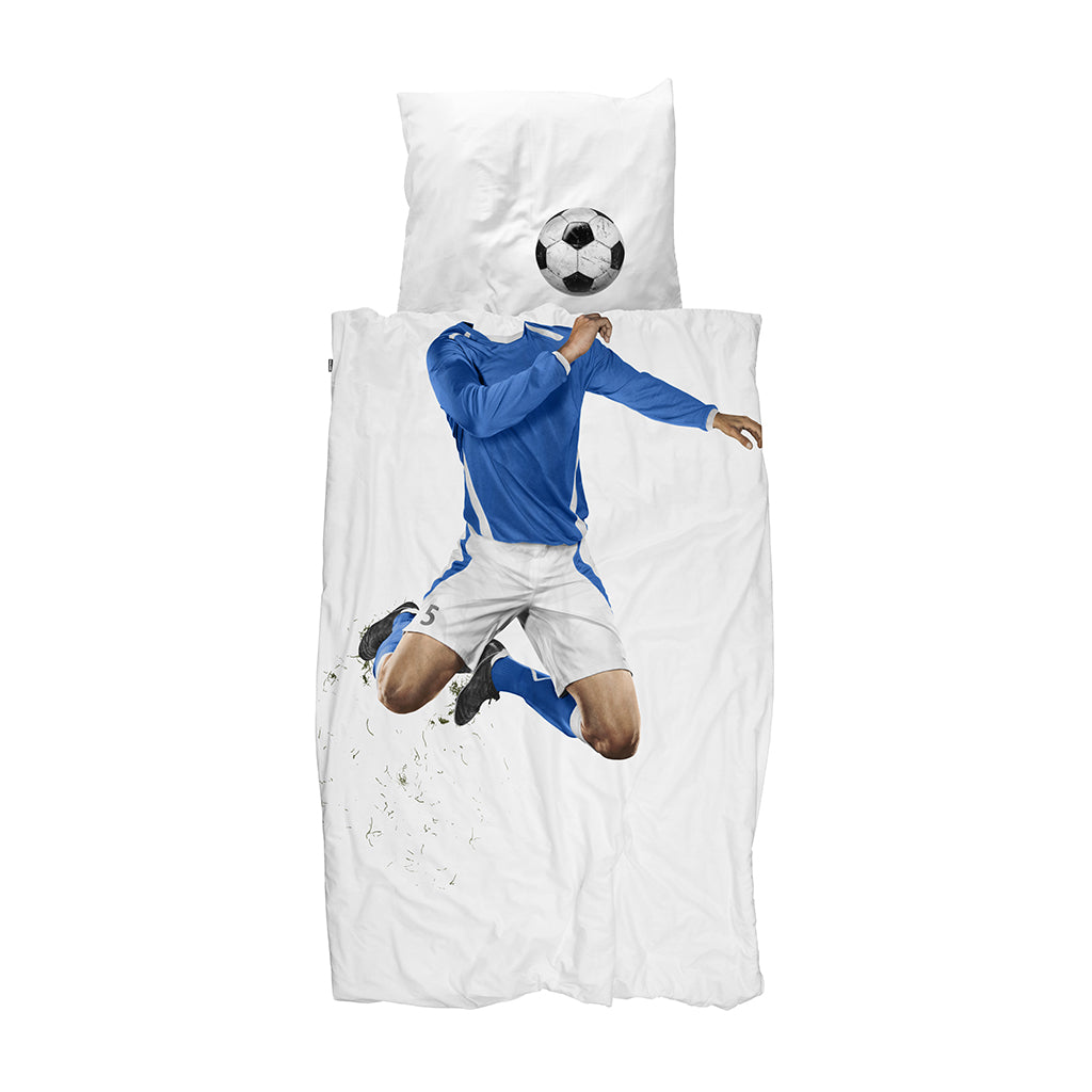 Snurk Adult Bedding, Organic - Blue Football Player
