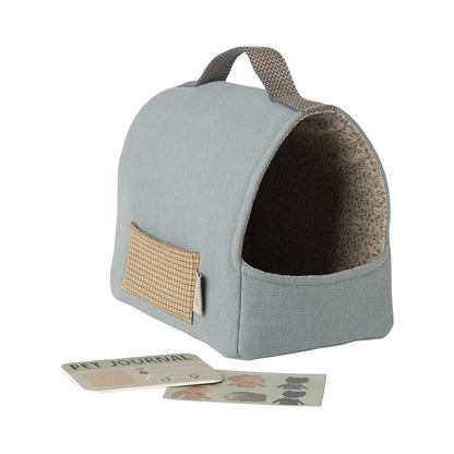Maileg kæledyrtaske, lille, til plys hundehvalp  - Blå