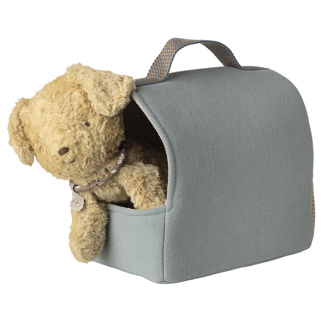 Maileg Pet Carrier, Small, for Plush Puppy - Blue