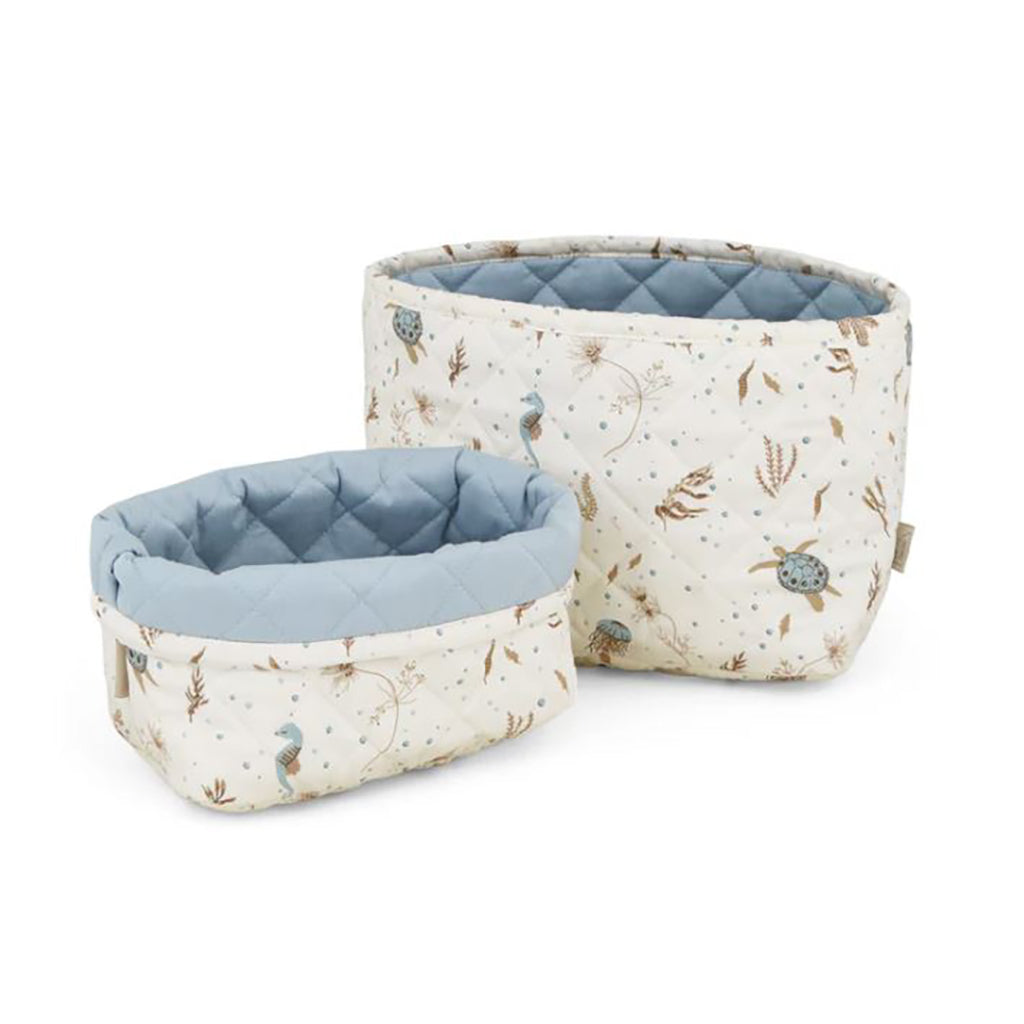 Cam Cam Quilted Fabric Storage Basket Set, 2 Sizes - Sea Garden