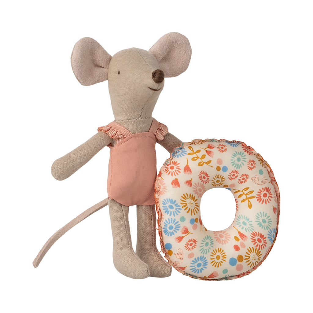 Maileg Beach Mouse with Swim Ring, Little Sister - Flowers
