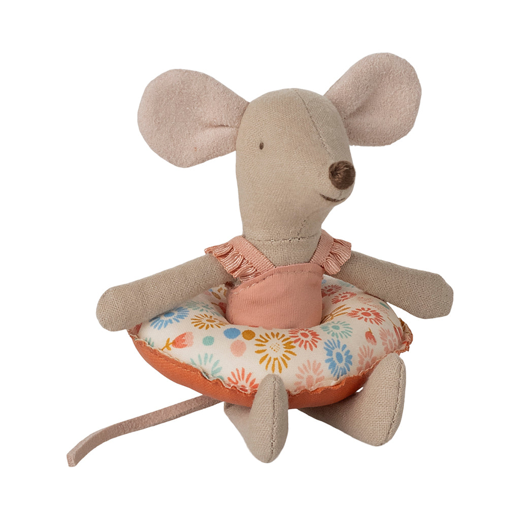 Maileg Beach Mouse with Swim Ring, Little Sister - Flowers