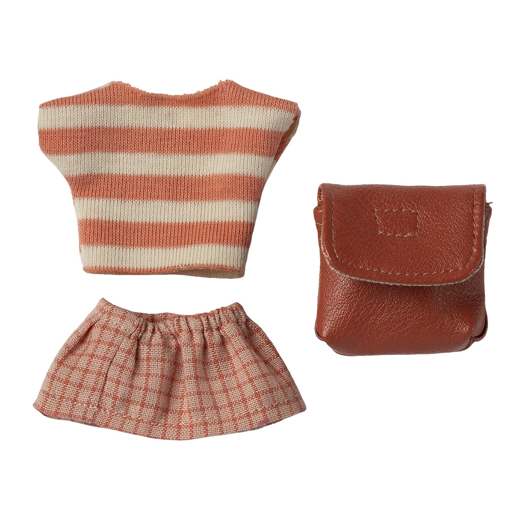 Maileg Accessories for Mice, Clothes and Bag for Big Sister - Coral