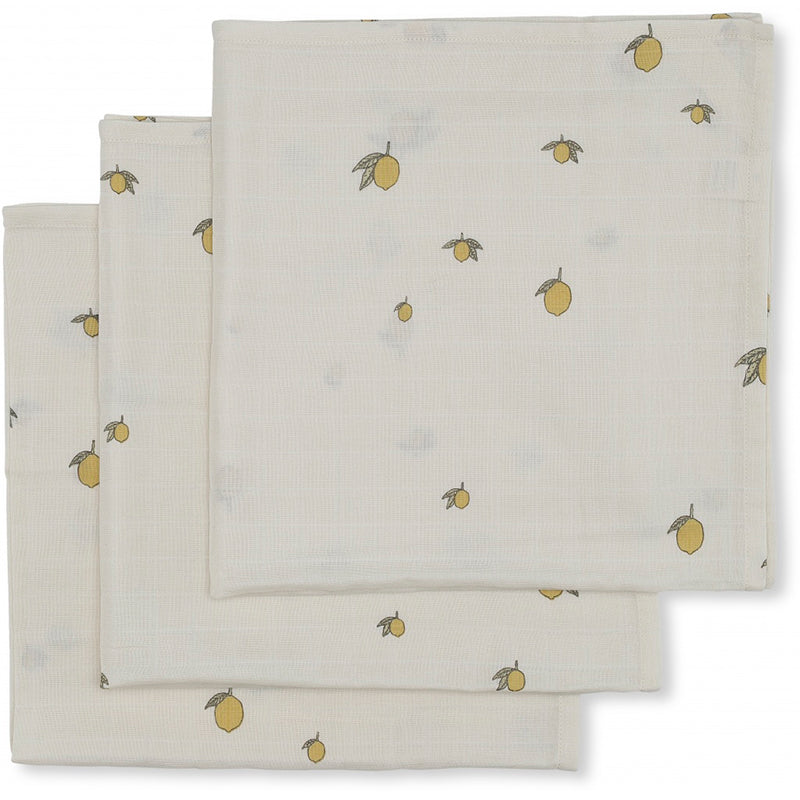 Konges Sløjd Organic Muslin Cloths, 3-Pack – Lemon