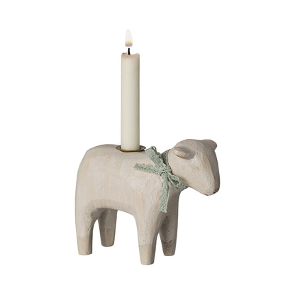 Maileg Wooden Candle Holder, Lamb - Mint