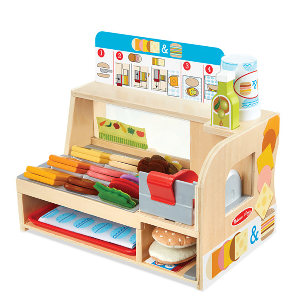 Melissa &amp; Doug Wooden Play Food, Sandwich Bar - 56 Pieces