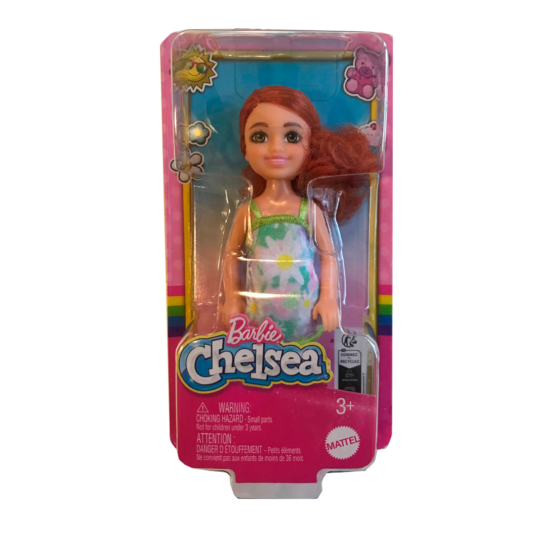 Barbie Chelsea Doll, Red Hair and Dress with White Flowers