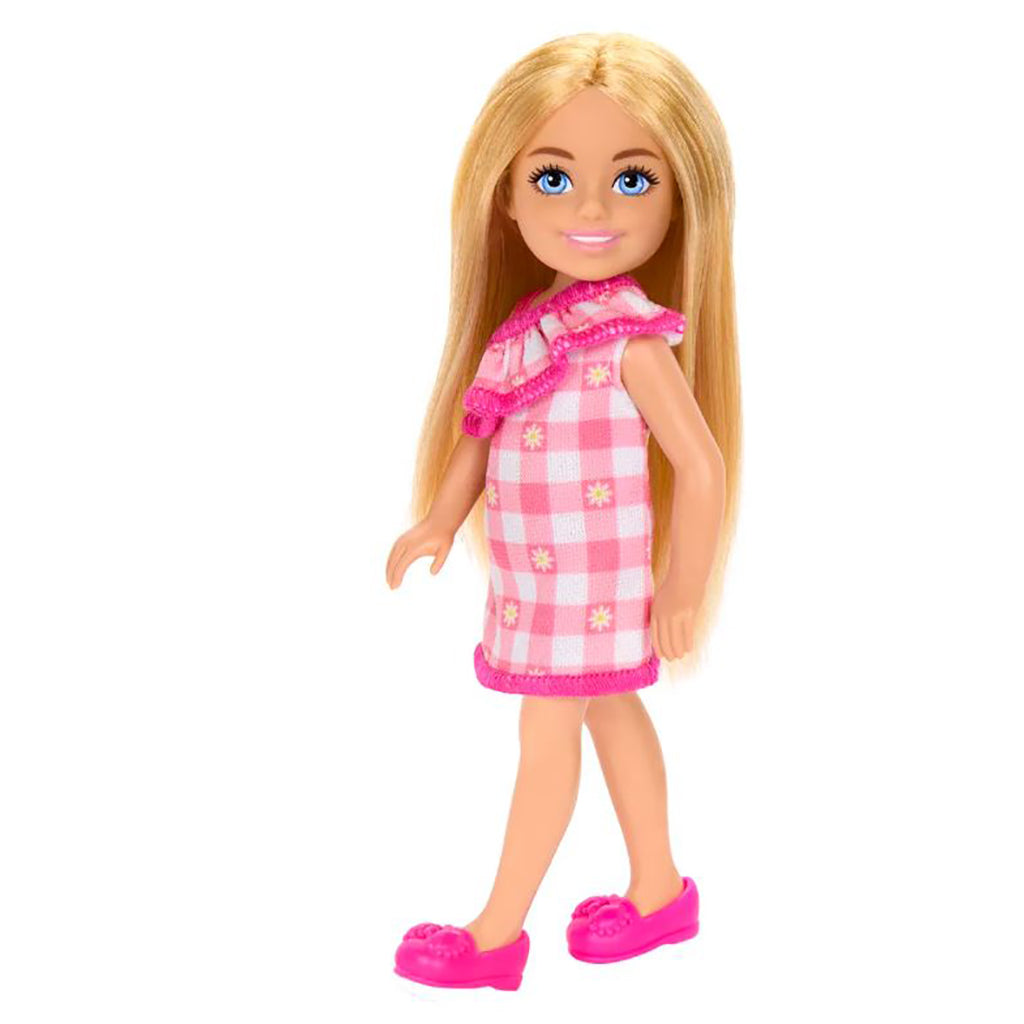 Barbie Chelsea Doll, Blonde Hair and Checkered Dress