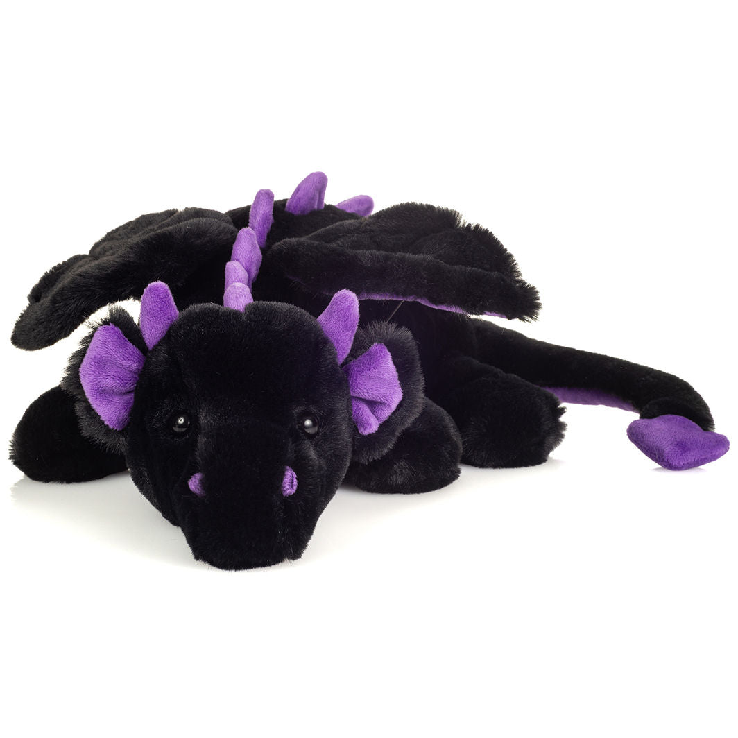 Teddy Hermann Plush Toy, Logan the Dragon, Black-Purple – 32 cm