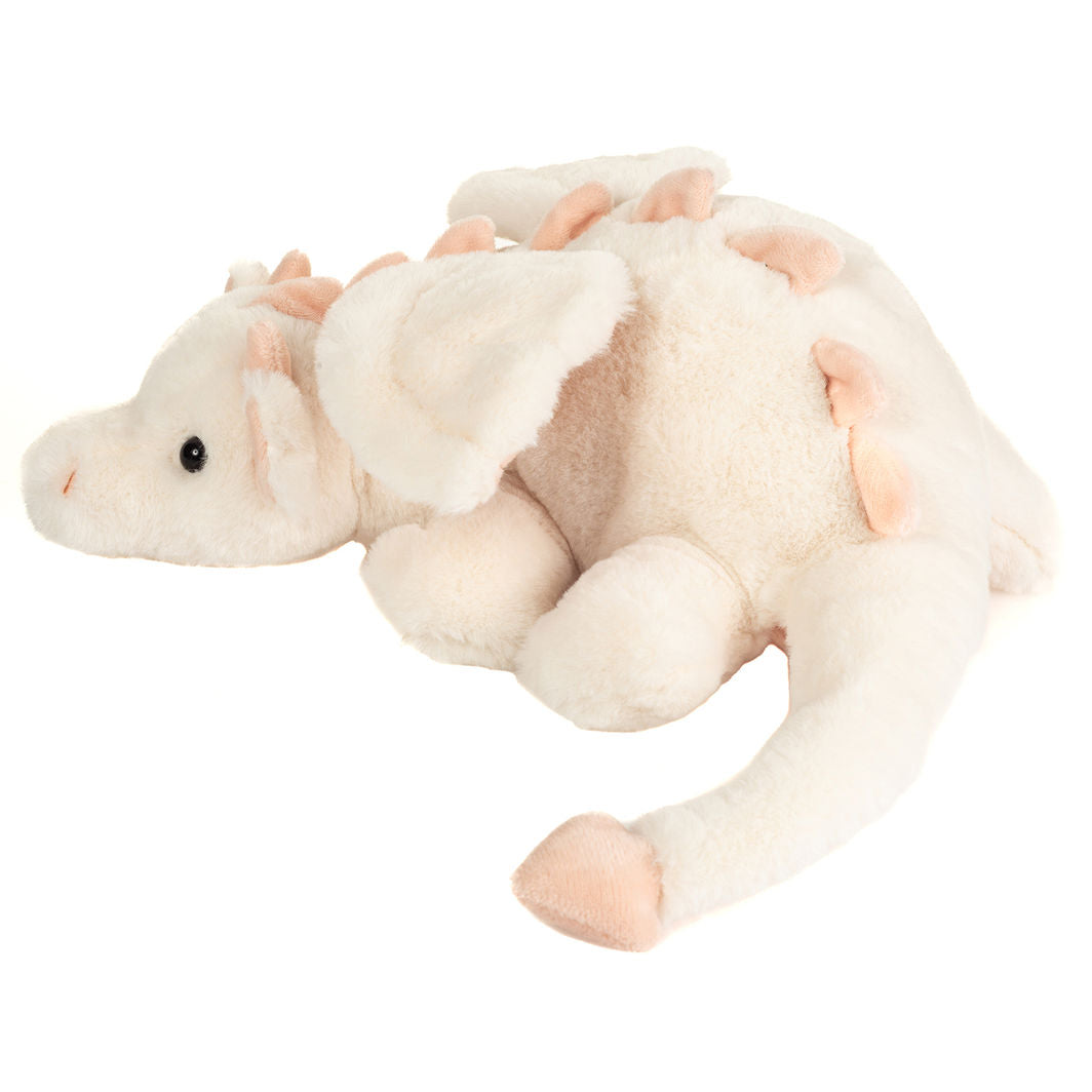 Teddy Hermann Plush Toy, Fluffy the Dragon, White-Pink – 32 cm