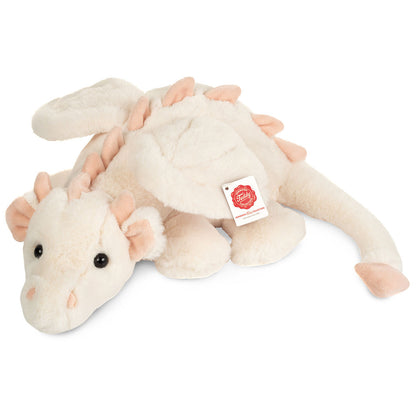 Teddy Hermann Plush Toy, Fluffy the Dragon, White-Pink – 32 cm