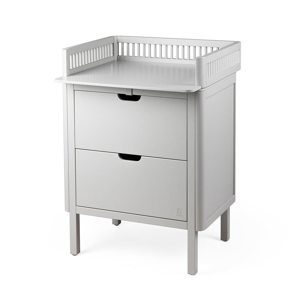 Sebra Wooden Changing Table, 2-in-1 Design with Drawers – Stone