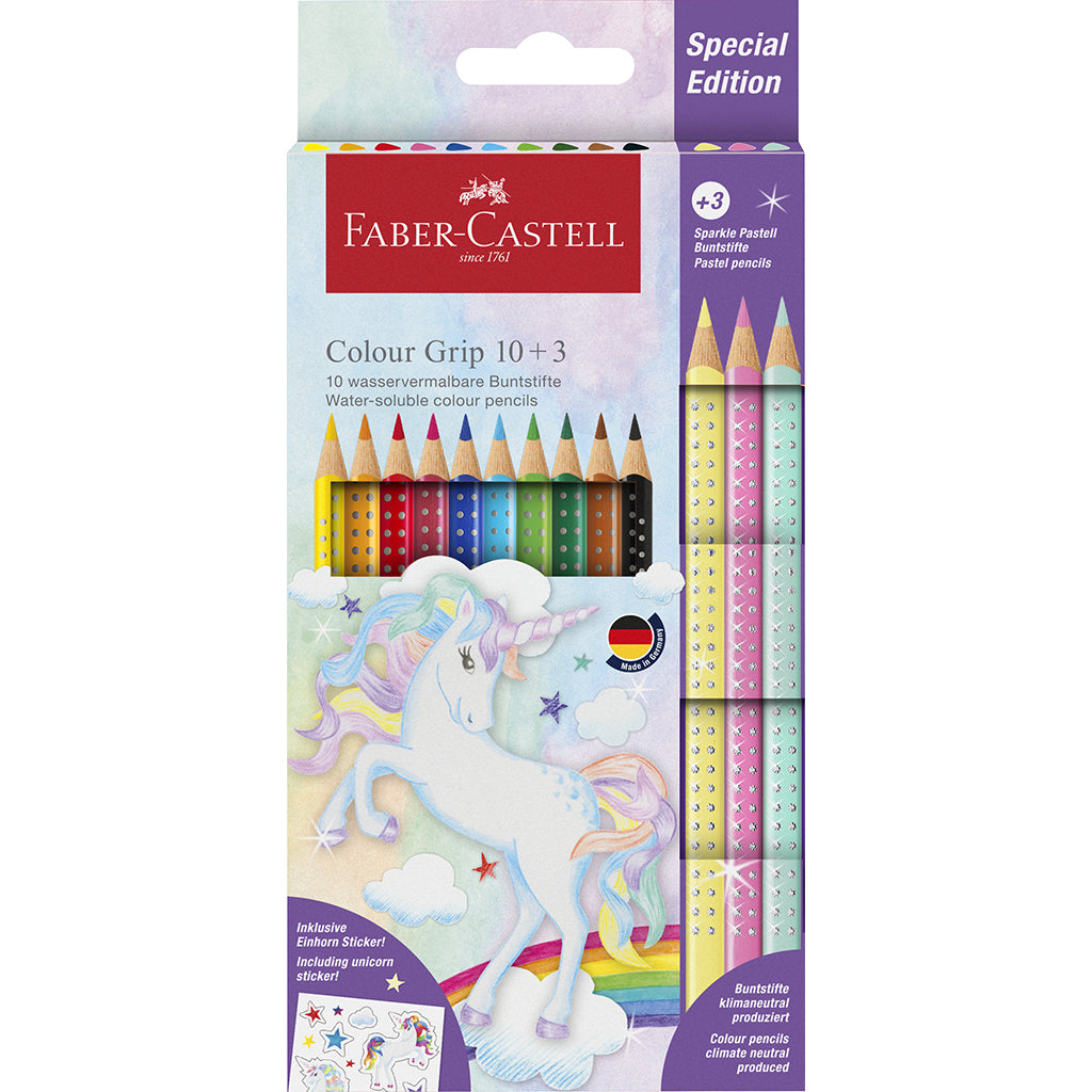 Faber-Castell, 10 +3 Grip Unicorn Colored Pencils, Sparkle