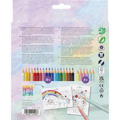 Faber-Castell, 18+6 Grip Unicorn Colored Pencils, Sparkle