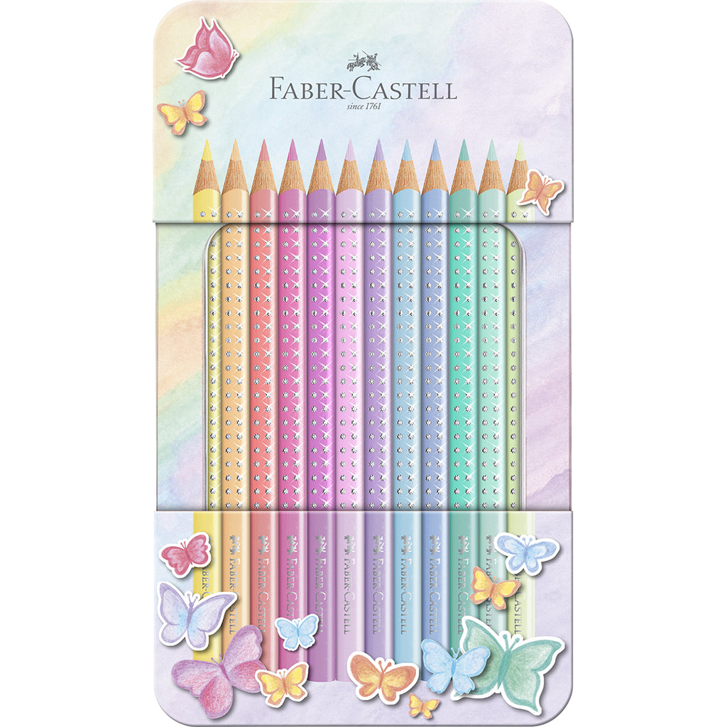 Faber-Castell, Colored Pencils in Tin Case, Sparkle - 12 pcs. - Pastel