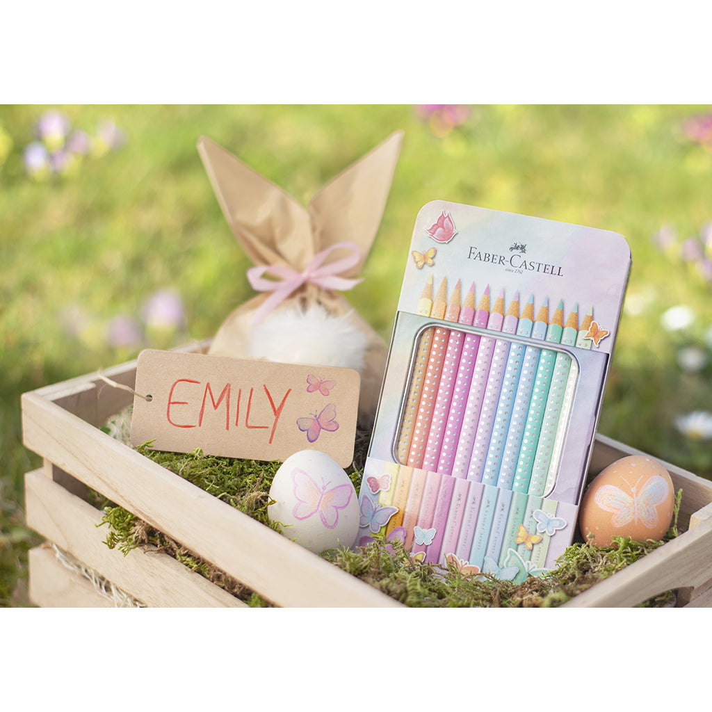 Faber-Castell, Colored Pencils in Tin Case, Sparkle - 12 pcs. - Pastel