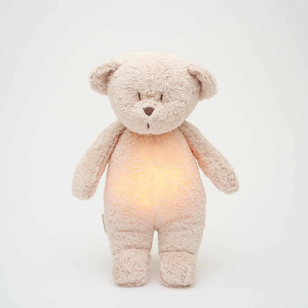 Moonie 2.0, Organic Humming Bear with Pink Noise and Lamp - Rose