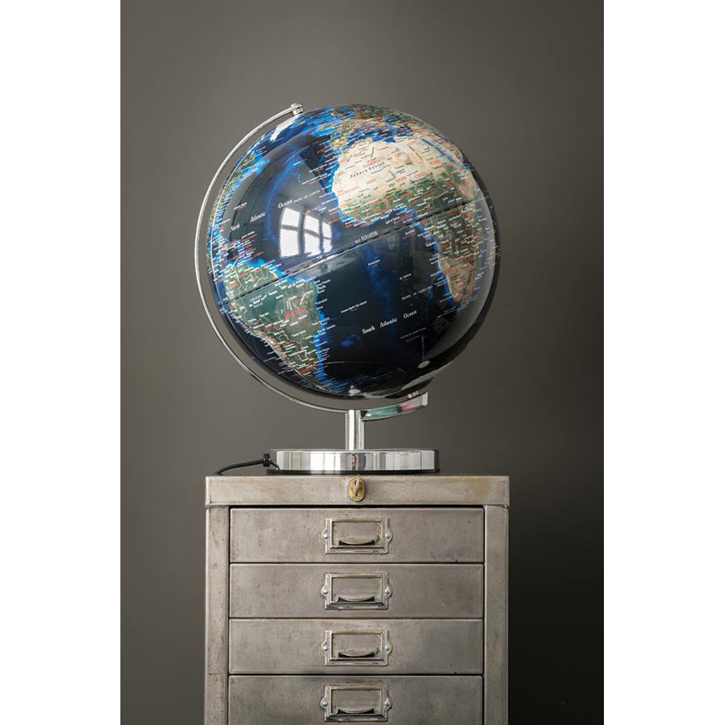 Vintage Globe Lamp, Illuminated Globe - City Lights