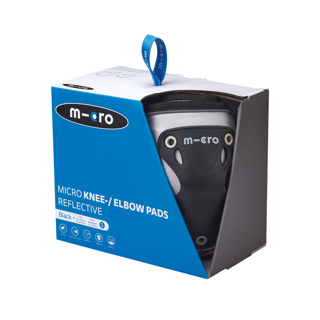 Micro - Knee and Elbow Protectors - Reflective Black - Size S or M